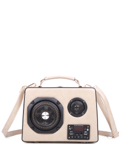 Bluetooth Speaker Satchel Shoulder Handbag 2201 BEIGE